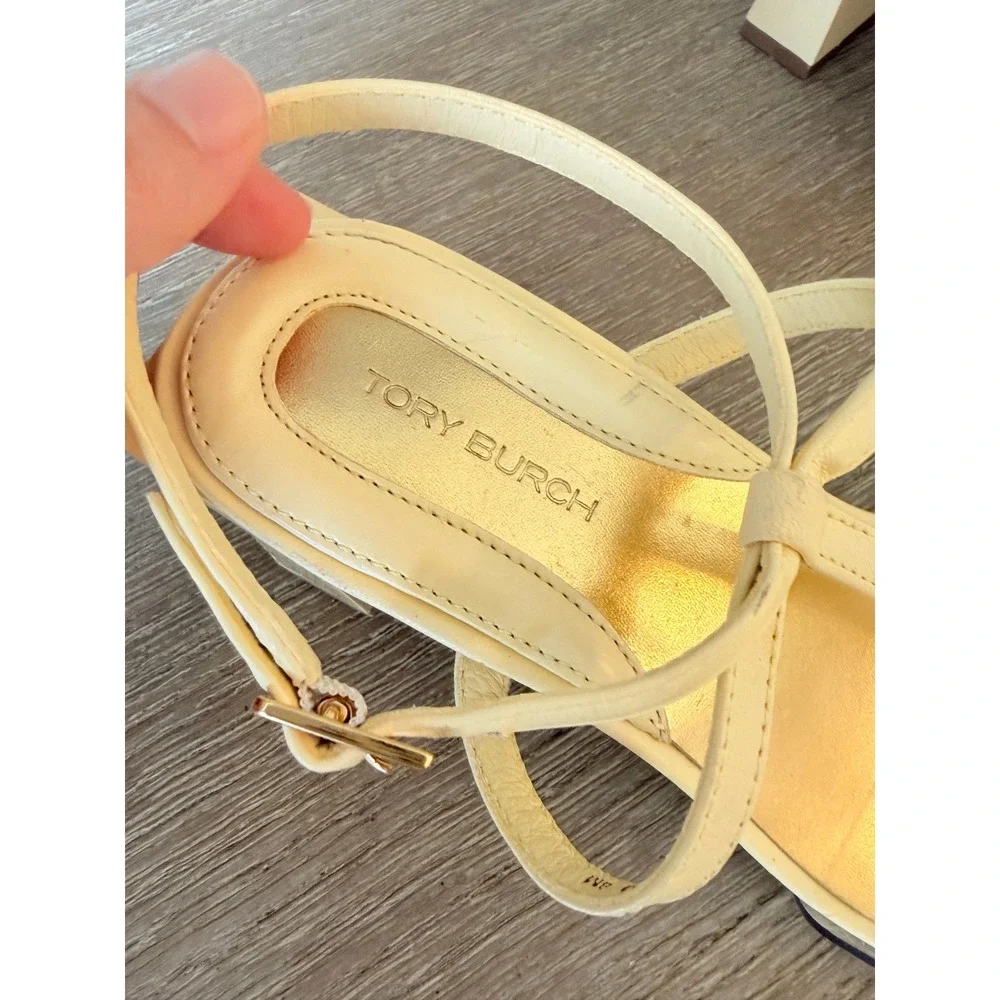 Tory Burch Lucite T-Heel Sandal Womens Pale Yellow Size 8M